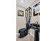 Modern bathroom with a black pedestal sink and sleek fixtures offering a contemporary and sophisticated design at 4812 Jasper Dr # 203, New Port Richey, FL 34652