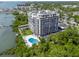 Stunning aerial view of the high-rise condo building offering waterfront living and picturesque surroundings at 500 N Osceola Ave # 811, Clearwater, FL 33755