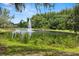 Picturesque pond featuring a fountain, lush vegetation, and community views at 5100 Burchette Rd # 2702, Tampa, FL 33647