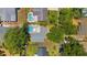 Top-down aerial perspective reveals the property's pool and lush trees enhancing privacy in the neighborhood at 11110 105Th Ave, Largo, FL 33778