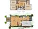 Layout showcasing first and second floor dimensions; patio, kitchen, bedrooms, and garage at 11742 Blackbrook Ct, Seffner, FL 33584