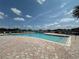 Community pool with chairs and palm trees at 13709 Juniper Blossom Dr, Tampa, FL 33618