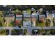 Overhead view of the residential area, showcasing the layout of the homes and the waterfront access at 13800 Judy Ave, Hudson, FL 34667