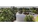 Aerial view of a pond surrounded by trees at 1531 Ember Ln, Tarpon Springs, FL 34689