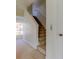 Carpeted staircase featuring neutral walls and a nearby window, offering access to upper levels at 1531 Ember Ln, Tarpon Springs, FL 34689