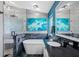 Elegant bathroom showcasing a soaking tub with modern fixtures and a glass-enclosed shower at 19309 Garden Quilt Cir, Lutz, FL 33558