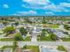 Aerial view of home and neighborhood with many trees and green spaces on a sunny, partly cloudy day at 3145 Domino Dr, Holiday, FL 34691