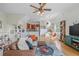 Spacious living room with open floor plan, blending seamlessly into the kitchen and dining area at 741 Mainsail Dr, Tampa, FL 33602