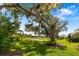 Picturesque backyard with a pond view, framed by a majestic tree covered in Spanish moss and lush landscaping at 11813 Crawford Parrish Ln, Parrish, FL 34219