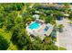 Aerial view of the community pool featuring a clubhouse and lush landscaping at 11813 Crawford Parrish Ln, Parrish, FL 34219