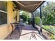 Covered patio with ceiling fan and brick pavers features comfortable seating and a view at 11813 Crawford Parrish Ln, Parrish, FL 34219