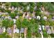 Aerial view of the property nestled among lush trees in a residential neighborhood at 1213 E Idlewild Ave, Tampa, FL 33604