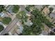 Aerial view of a home with a pool, surrounded by mature trees and lush landscaping at 1613 Long Pond Dr, Valrico, FL 33594