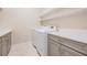 Clean laundry room with new appliances, countertops, and built in cabinets for extra storage at 17566 Hyland Ln, Dade City, FL 33523
