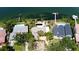 Overhead view highlighting three waterfront properties, each boasting a private pool and boat dock at 1967 Brightwaters Ne Blvd, St Petersburg, FL 33704