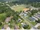 Aerial view of the property and surrounding neighborhood with the baseball field in the distance at 37045 North Ave, Dade City, FL 33523