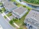 An aerial shot reveals meticulous landscaping, an inviting walkway, and the tranquil lakeside setting of this charming property at 4633 Ballantrae Blvd, Land O Lakes, FL 34638