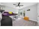 Bedroom with lofted bed, dark trim, and natural light from the window at 4633 Ballantrae Blvd, Land O Lakes, FL 34638