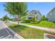Landscaped front yard with lush green grass and manicured bushes, complementing the charming home's exterior at 4633 Ballantrae Blvd, Land O Lakes, FL 34638