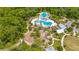 Aerial view of the community pool and amenities with green space surrounding at 4633 Ballantrae Blvd, Land O Lakes, FL 34638