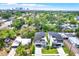 Aerial view of the luxury home in a neighborhood with the city skyline in the distance at 710 W Plymouth St, Tampa, FL 33603