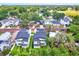 Aerial shot of modern homes with manicured lawns, surrounded by mature trees and neighborhood charm at 710 W Plymouth St, Tampa, FL 33603