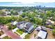 Aerial view showcasing the new construction homes in a residential neighborhood with skyline views at 712 W Plymouth St, Tampa, FL 33603