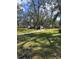 Spacious backyard with mature trees and a winding concrete walkway leading to the home at 11107 Riverview Dr, Riverview, FL 33578
