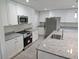 Bright kitchen features white cabinets, stainless steel appliances, granite countertops, and an island with a sink at 11210 Mcmullen Rd, Riverview, FL 33569