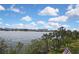 Beautiful view of water and blue skies with palm trees and an American flag at 1402 Harbour Walk Rd, Tampa, FL 33602