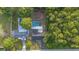 Overhead view of a home with a pool surrounded by dense trees and shrubbery at 15025 Shark St, Hudson, FL 34667