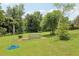 Lush backyard with mature trees and unique watering trough, offering a tranquil and private outdoor setting at 1709 Main St, Safety Harbor, FL 34695