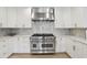 Gourmet kitchen boasts stainless steel appliances, marble backsplash, and a professional-grade gas range at 1709 Main St, Safety Harbor, FL 34695