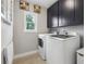 Bright laundry room with modern washer and dryer and storage cabinets at 1709 Main St, Safety Harbor, FL 34695