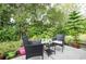 Inviting patio seating area surrounded by lush greenery, perfect for outdoor relaxation at 2238 Lark W Cir # D, Palm Harbor, FL 34684