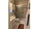 Bathroom featuring a shower, vanity, and flamingo themed decor at 405 Bryn Mawr Is, Bradenton, FL 34207