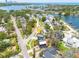 Scenic aerial view of a home near the water with lush greenery and neighborhood charm at 4100 Miramar Way, St Petersburg, FL 33705