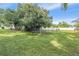 Sprawling backyard with lush grass, mature trees, and fencing surrounding the outdoor chicken coop at 6411 Barton Rd, Plant City, FL 33565