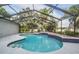 A stunning in-ground swimming pool is surrounded by a screened enclosure, concrete patio, and mature landscaping at 6411 Barton Rd, Plant City, FL 33565