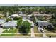 Drone-eye view of a well-maintained suburban neighborhood with a tree-lined street at 6551 S West Shore Cir, Tampa, FL 33616