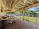 A screened-in porch extends outdoor living with views of a large backyard with a lawn and storage shed at 7712 40Th N Ter, St Petersburg, FL 33709