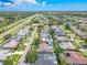Aerial view of a home featuring a backyard pool in a quiet neighborhood at 1838 Eagle Ridge Blvd, Palm Harbor, FL 34685