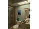 Cozy bathroom featuring a walk-in shower, toilet, vanity with sink, and ample natural light from a skylight at 18804 Tournament Trl, Tampa, FL 33647