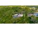 An aerial view of a home with a screened-in pool surrounded by lush greenery and mature trees at 1974 Hidden Springs Pl, Clearwater, FL 33760
