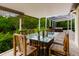 The patio's dining area is set up with seating for six, and is situated outside the main living area at 1974 Hidden Springs Pl, Clearwater, FL 33760