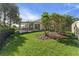 Large backyard with new landscaping including trees and plants and a screened in patio at 32193 Watoga Loop, Wesley Chapel, FL 33543