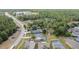 Panoramic aerial view highlighting homes with pools nestled in a neighborhood near tree lines at 5112 Parkway Blvd, Land O Lakes, FL 34639