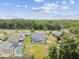 Expansive aerial view showcasing the home's pool, lush landscaping, and neighborhood setting at 5112 Parkway Blvd, Land O Lakes, FL 34639