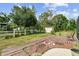A backyard features a wooden deck, chairs, and a fence, offering a serene outdoor retreat at 5112 Parkway Blvd, Land O Lakes, FL 34639