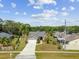 An aerial view of a charming home with a well-maintained yard and surrounding trees at 5112 Parkway Blvd, Land O Lakes, FL 34639